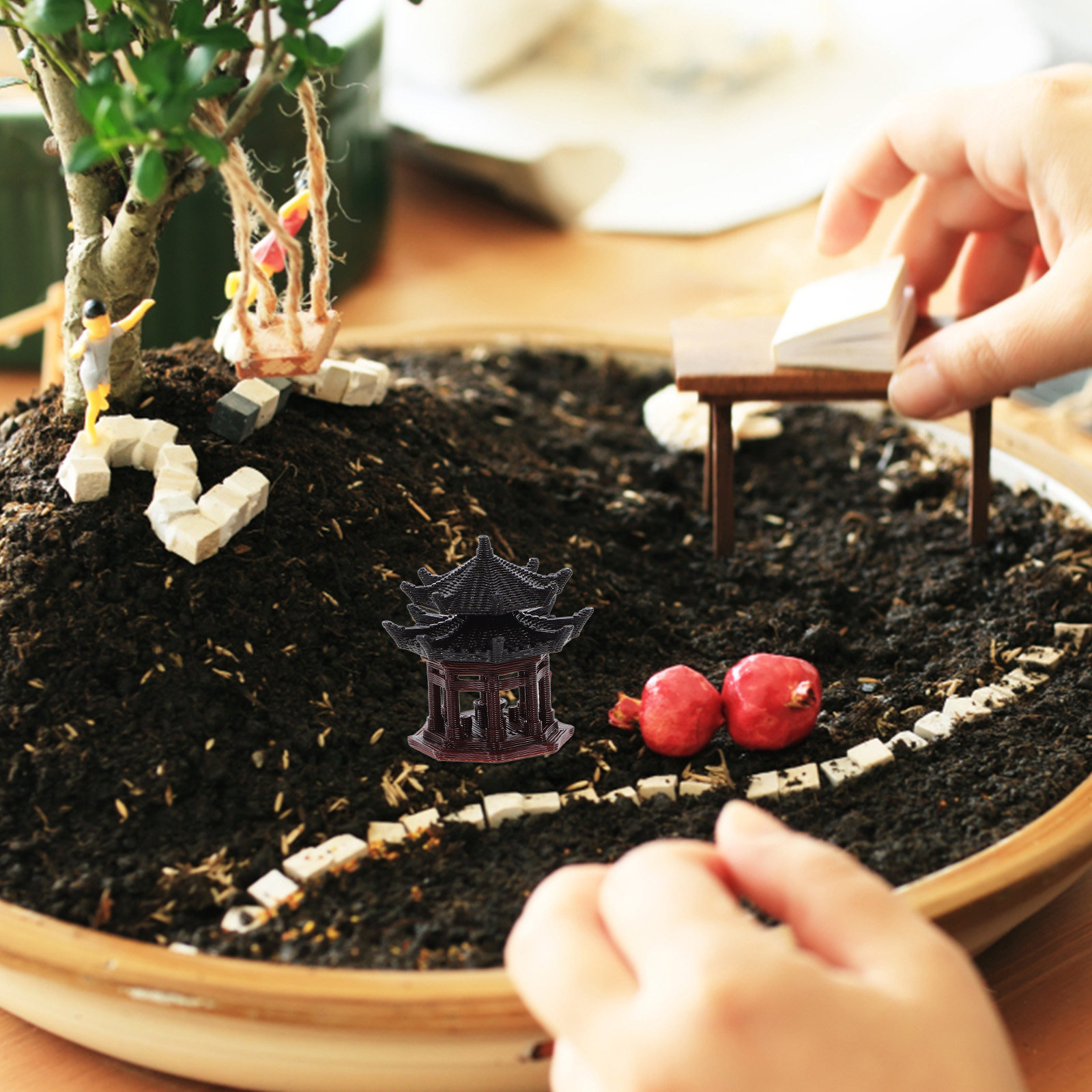 Bonsai Garden Landscape Design - Изысканное пластиковое украшение в виде павильона,